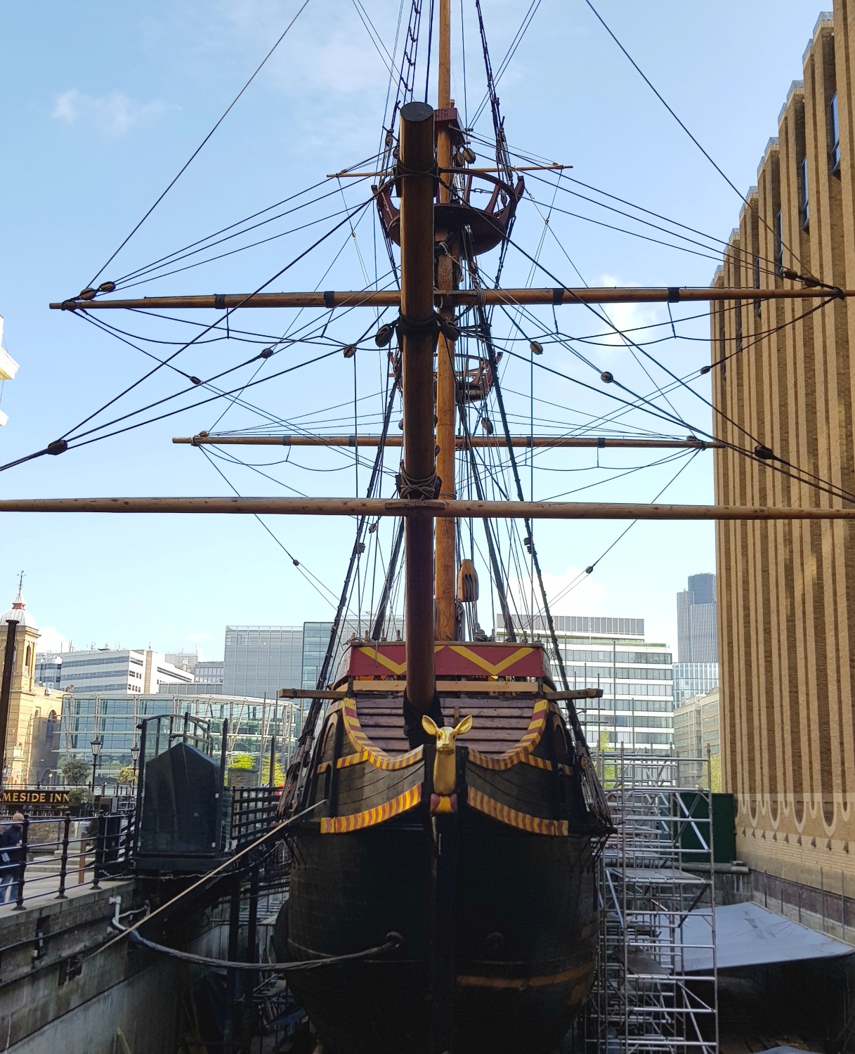 View of the Golden Hinde ship in London near Southwark