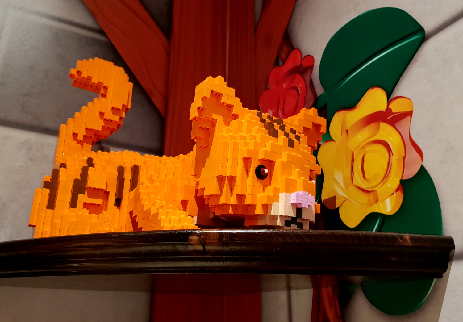 Orange lego cat in our bedroom at the Legoland Castle hotel - my Legoland Castle Hotel Billund review