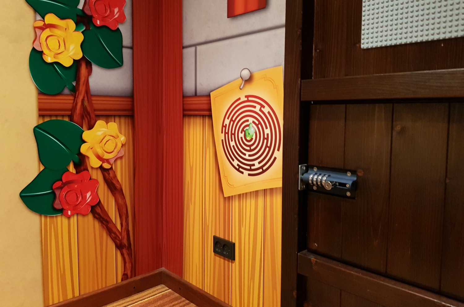 Lego style decorations on the walls of our princess themed room at the Legoland Castle hotel in Billund