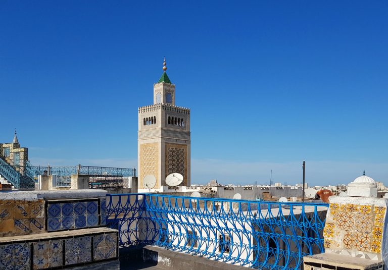 A view of the Tunis medina from one of the rooftops in the souk - one of my tips for things to do during 48 hours in Tunis, Tunisia