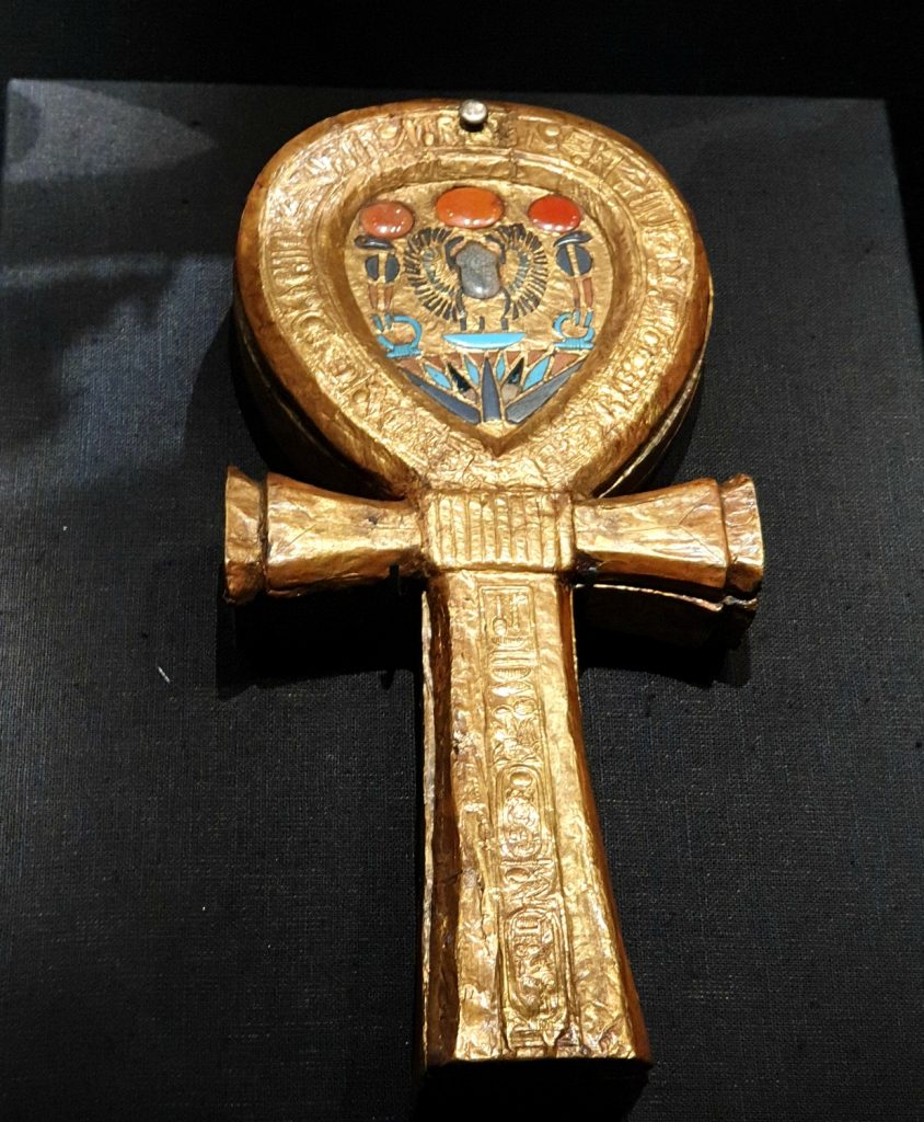 Golden ankh at the Treasures of the Golden Pharaoh - should you visit London Tutankhamun exhibition with kids