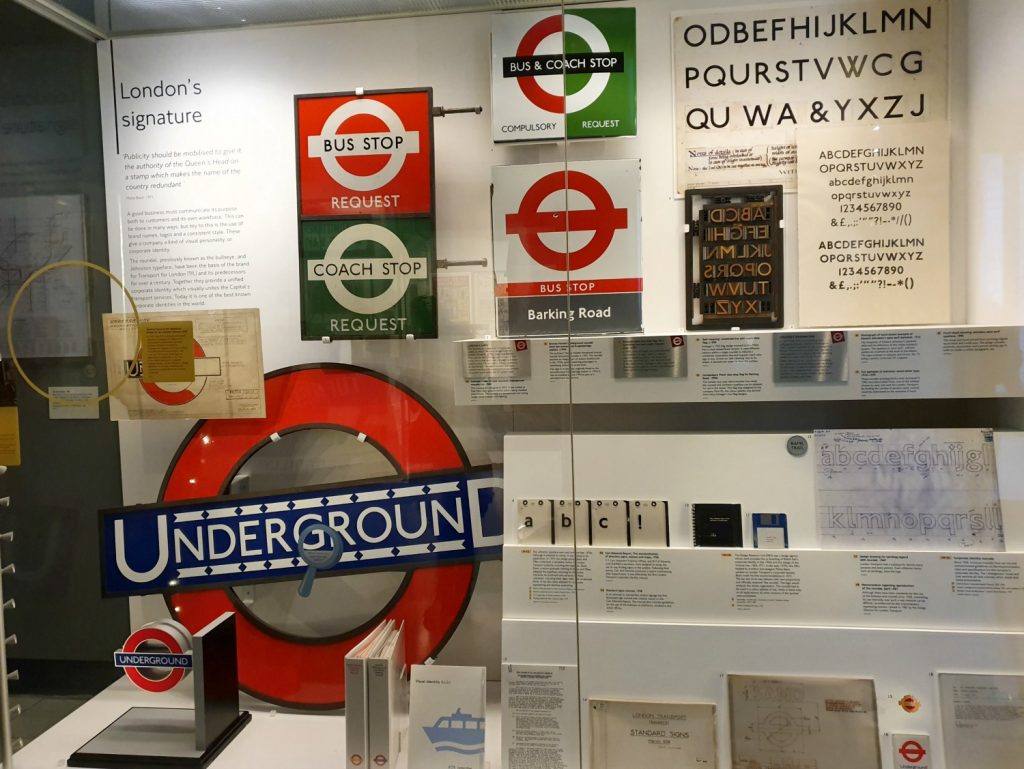 London Underground designs including the roundel and special font used at the London Transport Museum
