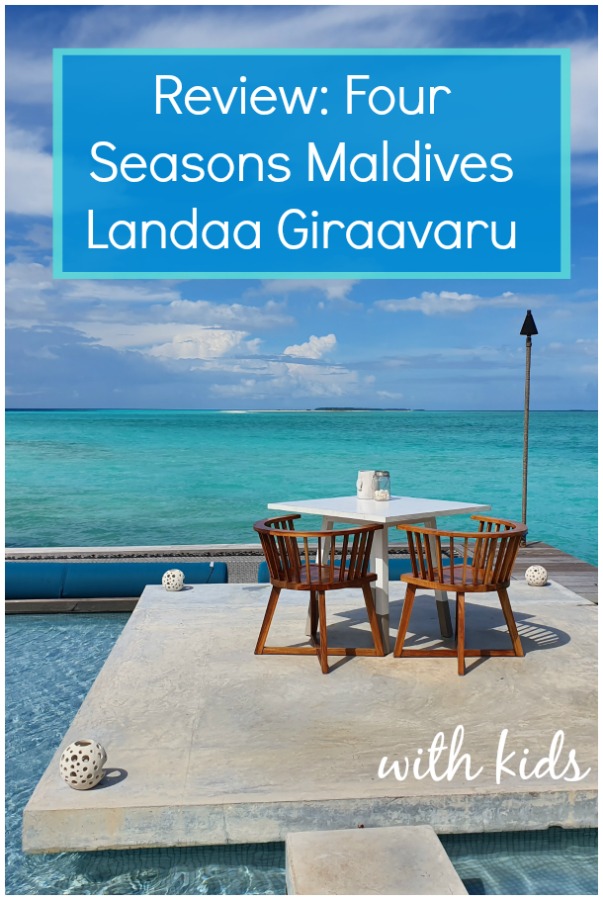 My review of Four Seasons Maldives Landaa Giraavaru resort with kids - a luxury Maldives resort that's perfect for families, with great activities, as well as snorkelling and the chance to spot manta rays.