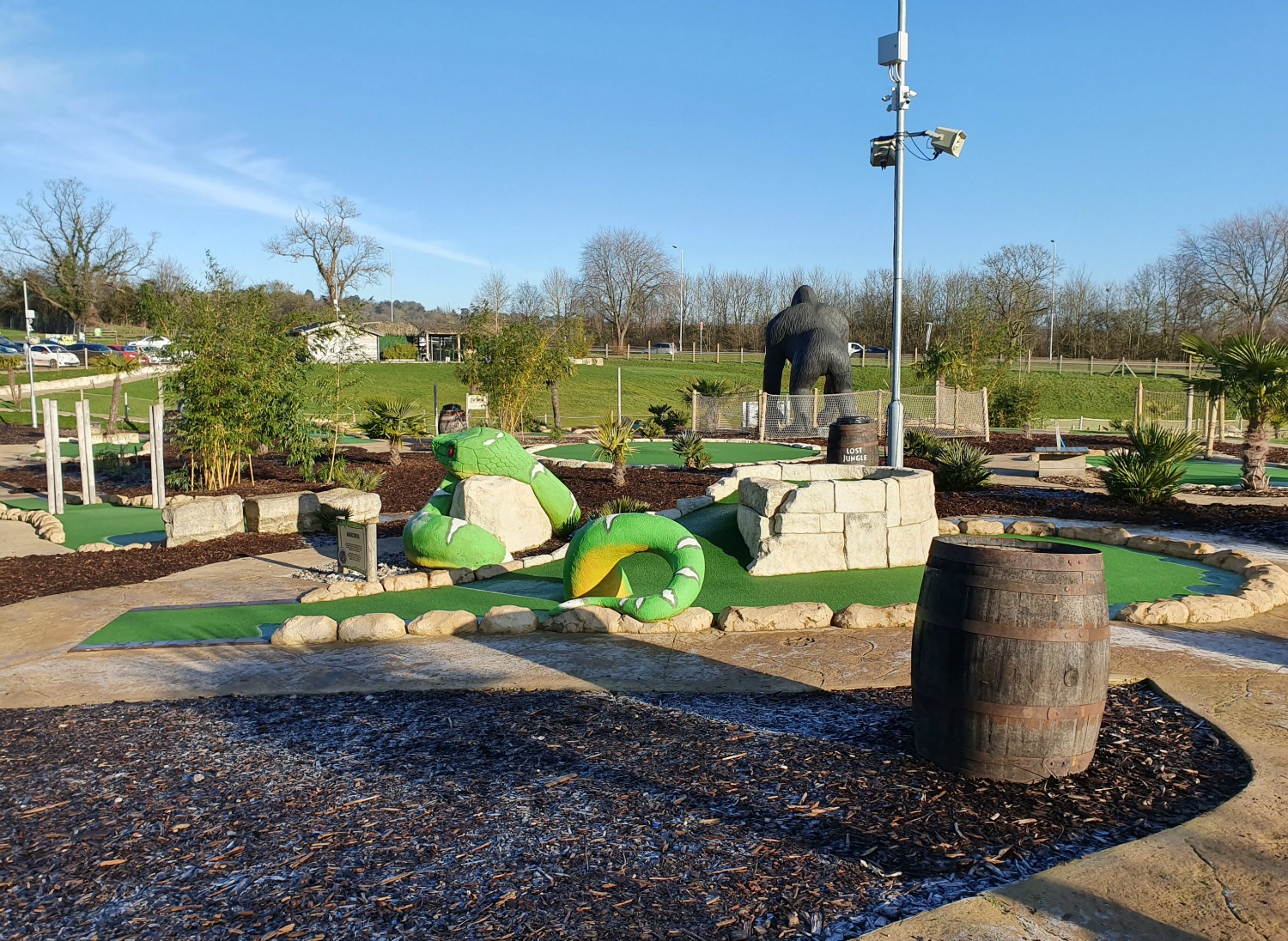 View of part of the Congo course including an anaconda at Lost Jungle London - visiting Lost Jungle adventure golf, Europe's biggest adventure golf course