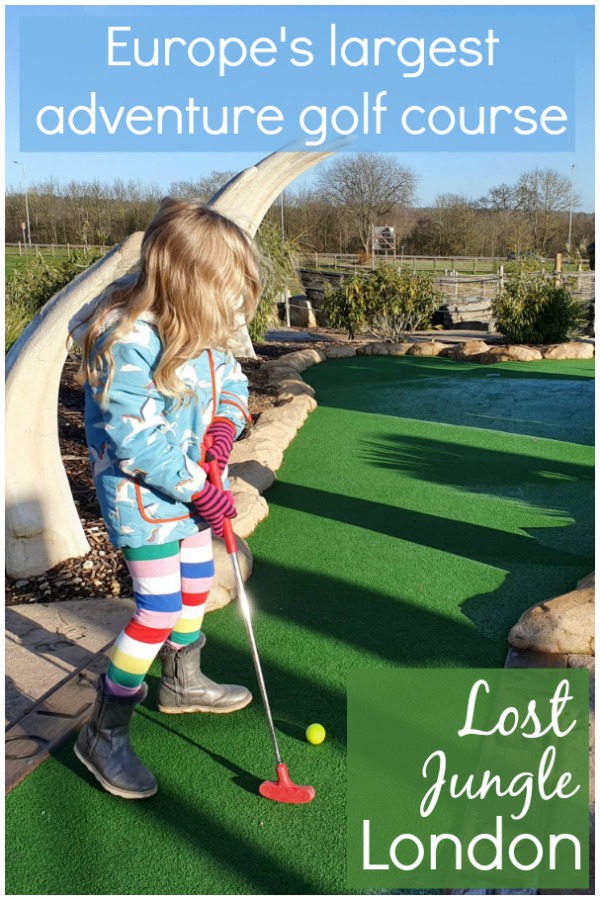 Visiting Lost Jungle London adventure golf - Europe's largest adventure golf course in north London with kids. With two 18-hole courses, themed on the Amazon and the Congo, it's a great family day out in London