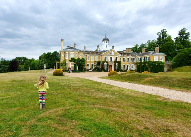 My daughter running towards Polesden Lacey National Trust house - our visit to the reopened site after lockdown