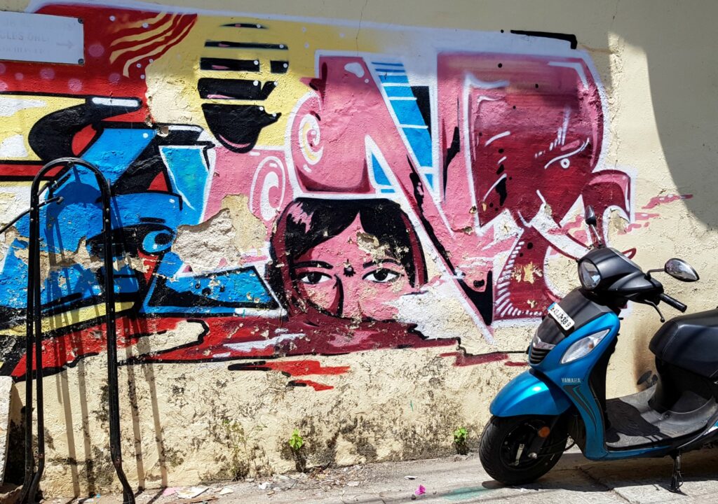 Street art in Fort Kochi - the colourful decorations are one of my reasons to visit Kerala