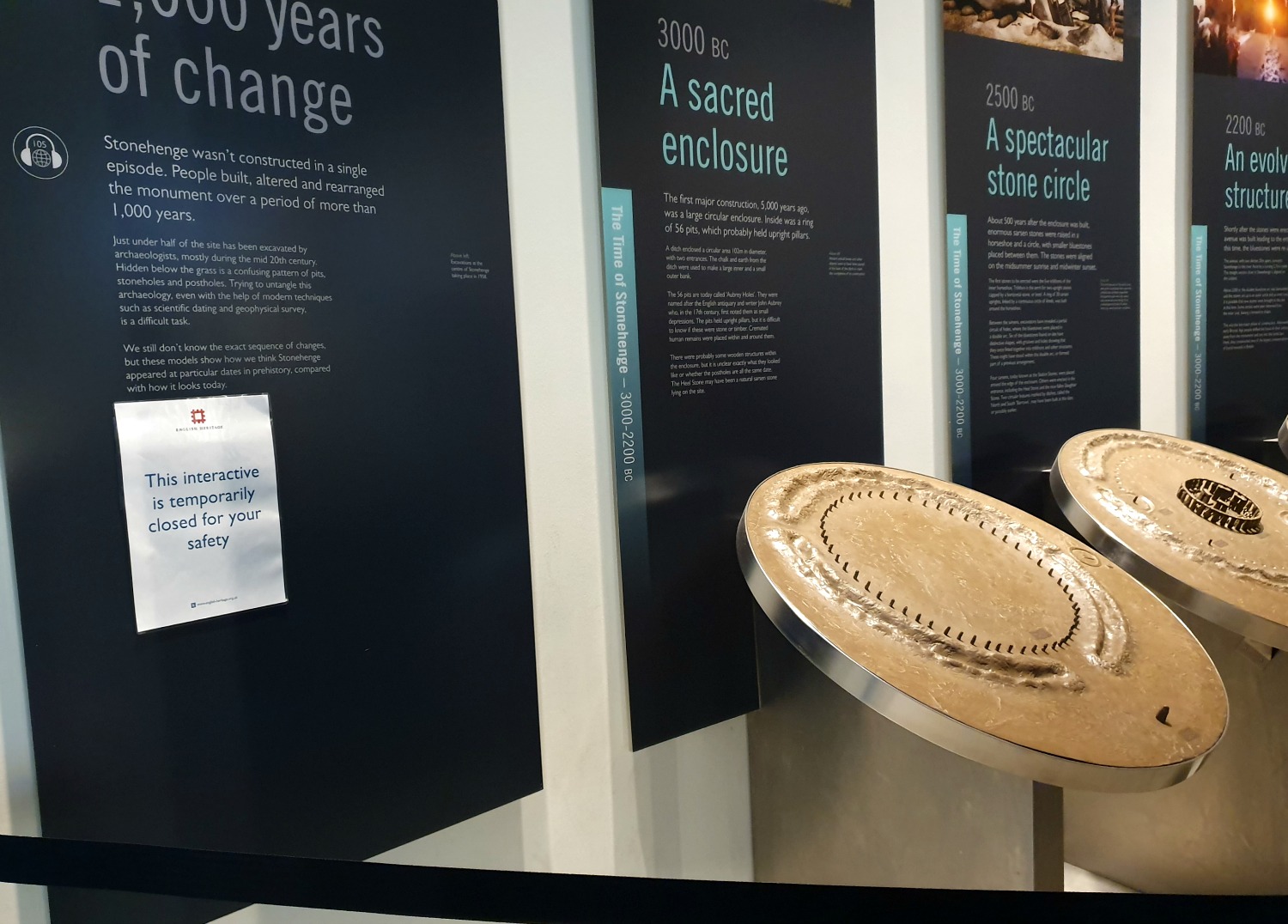 Interactive display roped off at Stonehenge - one of the changes during our visit to Stonehenge after lockdown