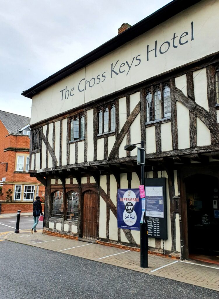 Half-timbered exterior of the Cross Keys in Saffron Walden, whose Tudor origins are now combined with plenty of modern luxuries