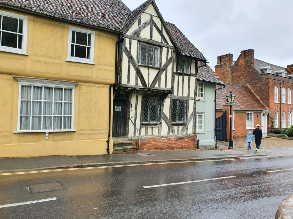 Historic houses in Thaxted, Essex including a half-timbered building