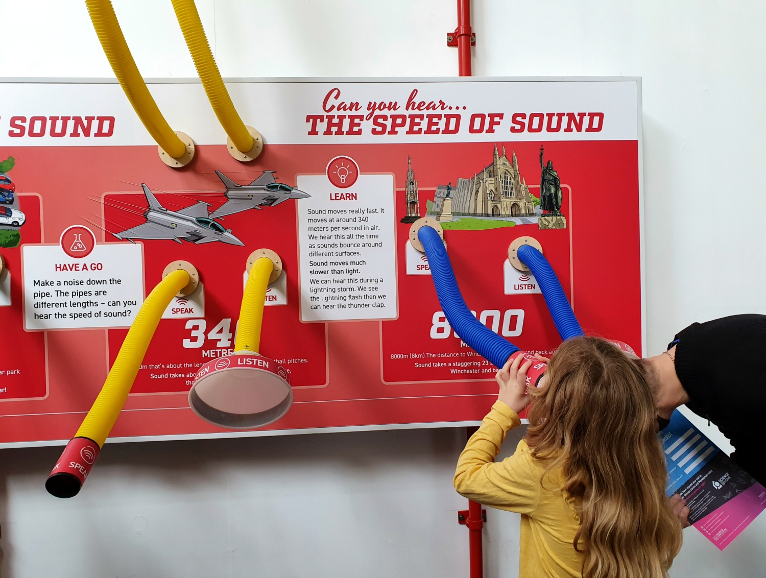 My daughter listens to sound as it travels from Winchester Science Centre to the city's cathedral and back - my review of Winchester Science Centre