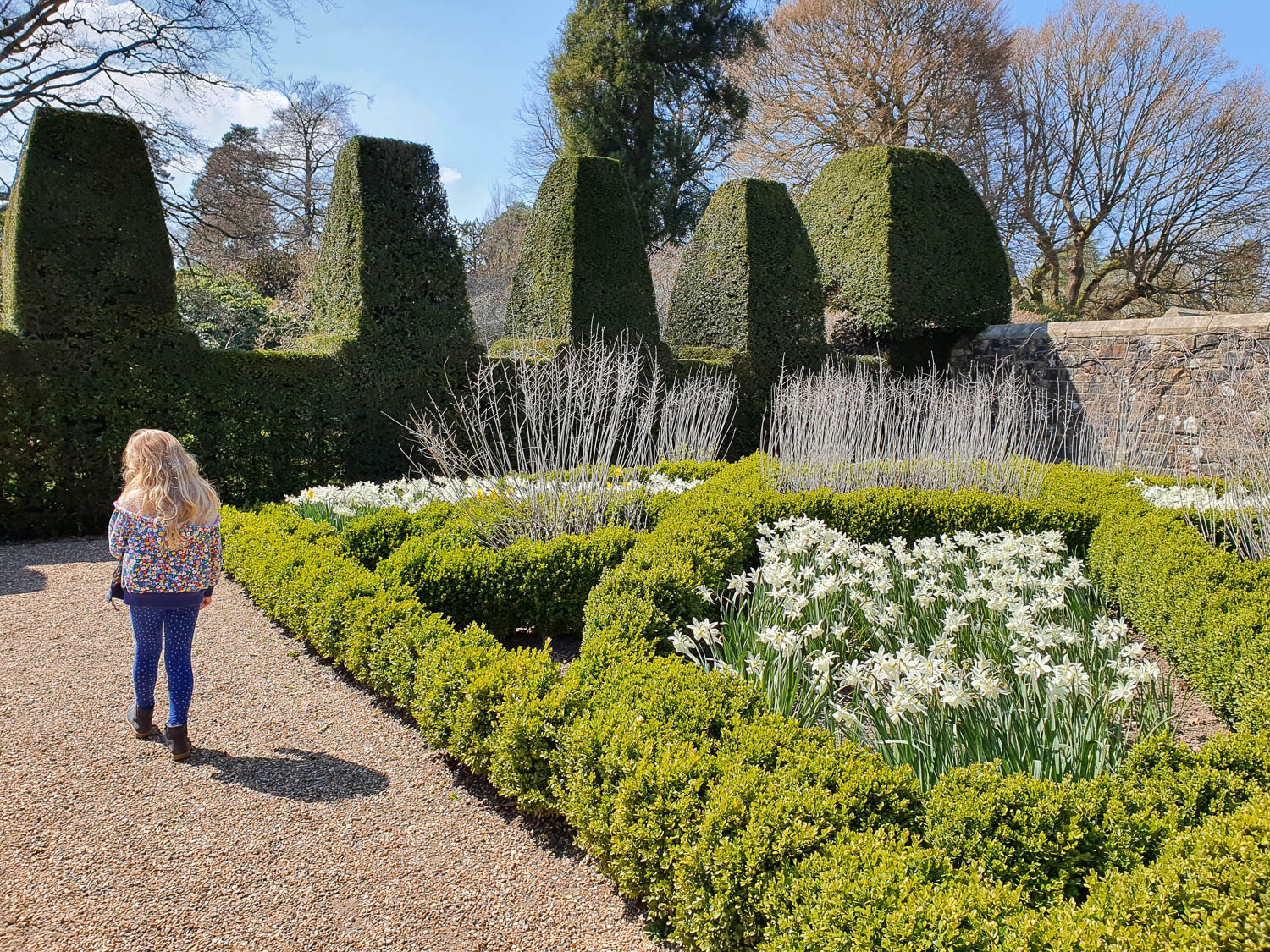 My daughter walks through the walled garden at Nymans in Sussex - visiting Nymans with kids