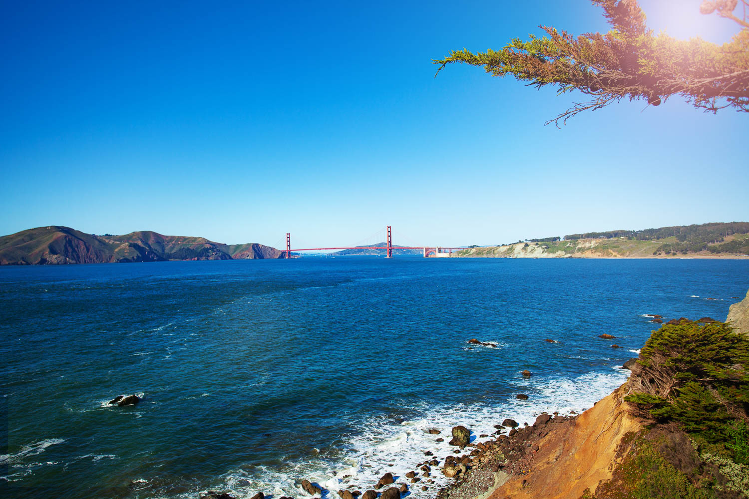 View of the San Francisco bay area with the Golden Gate Bridge in the distance - you can't miss visiting the city while you're exploring Northern California with kids