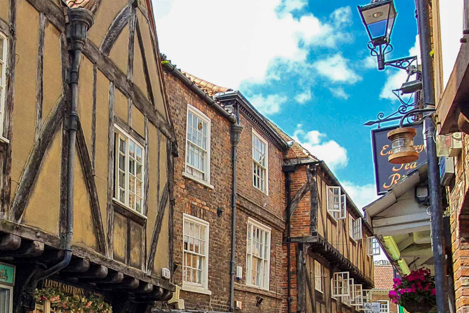 Historic buildings along the Shambles in York - finding the best places for Harry Potter fans in York