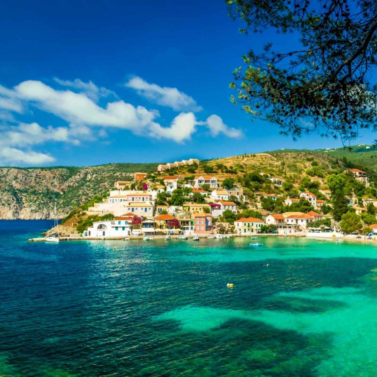 A view of Assos Bay at Kefalonia, Greece - my top reasons to visit Kefalonia with kids