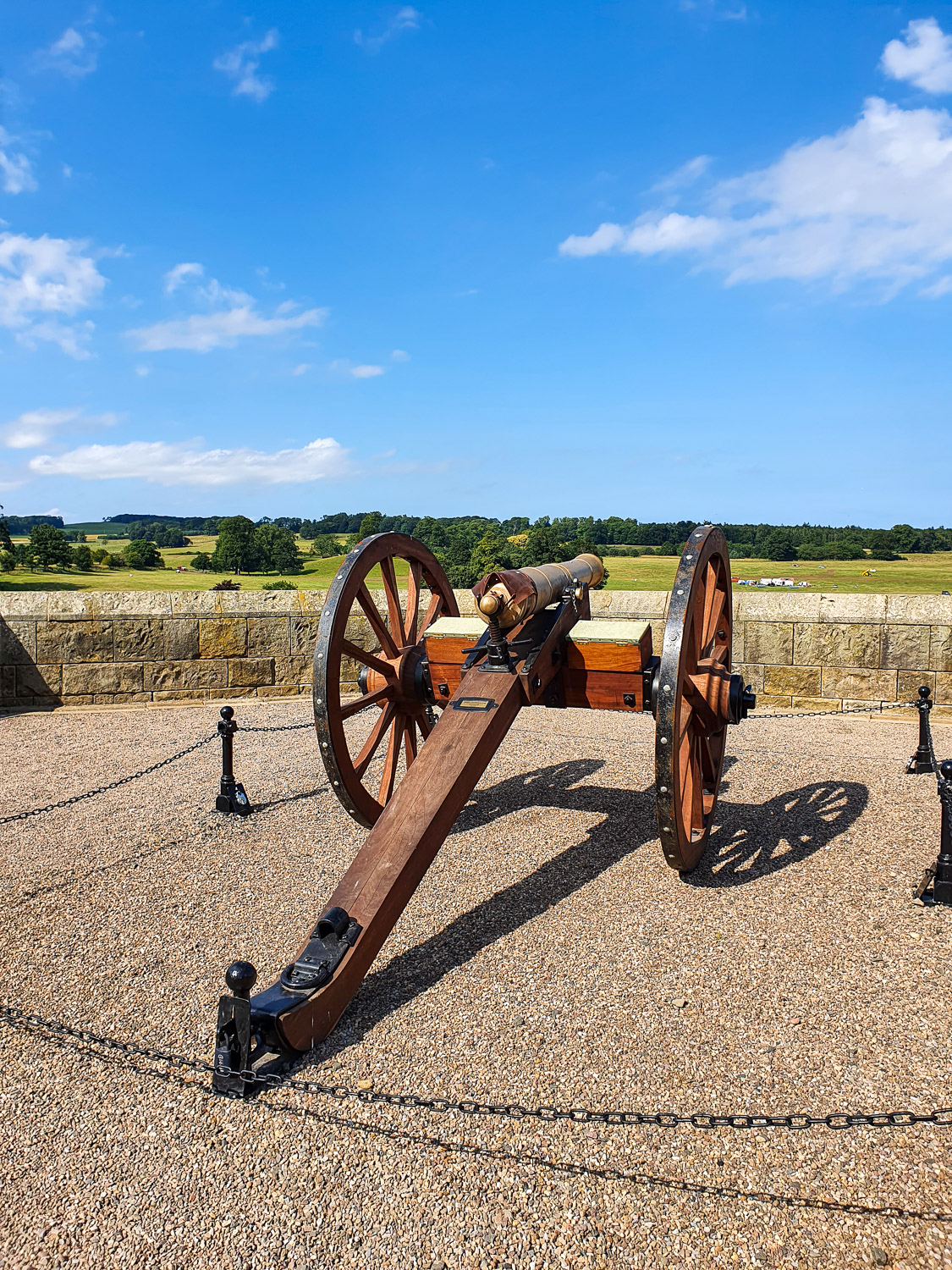 One of the cannon in Alnwick Castle during a visit to Northumberland with kids