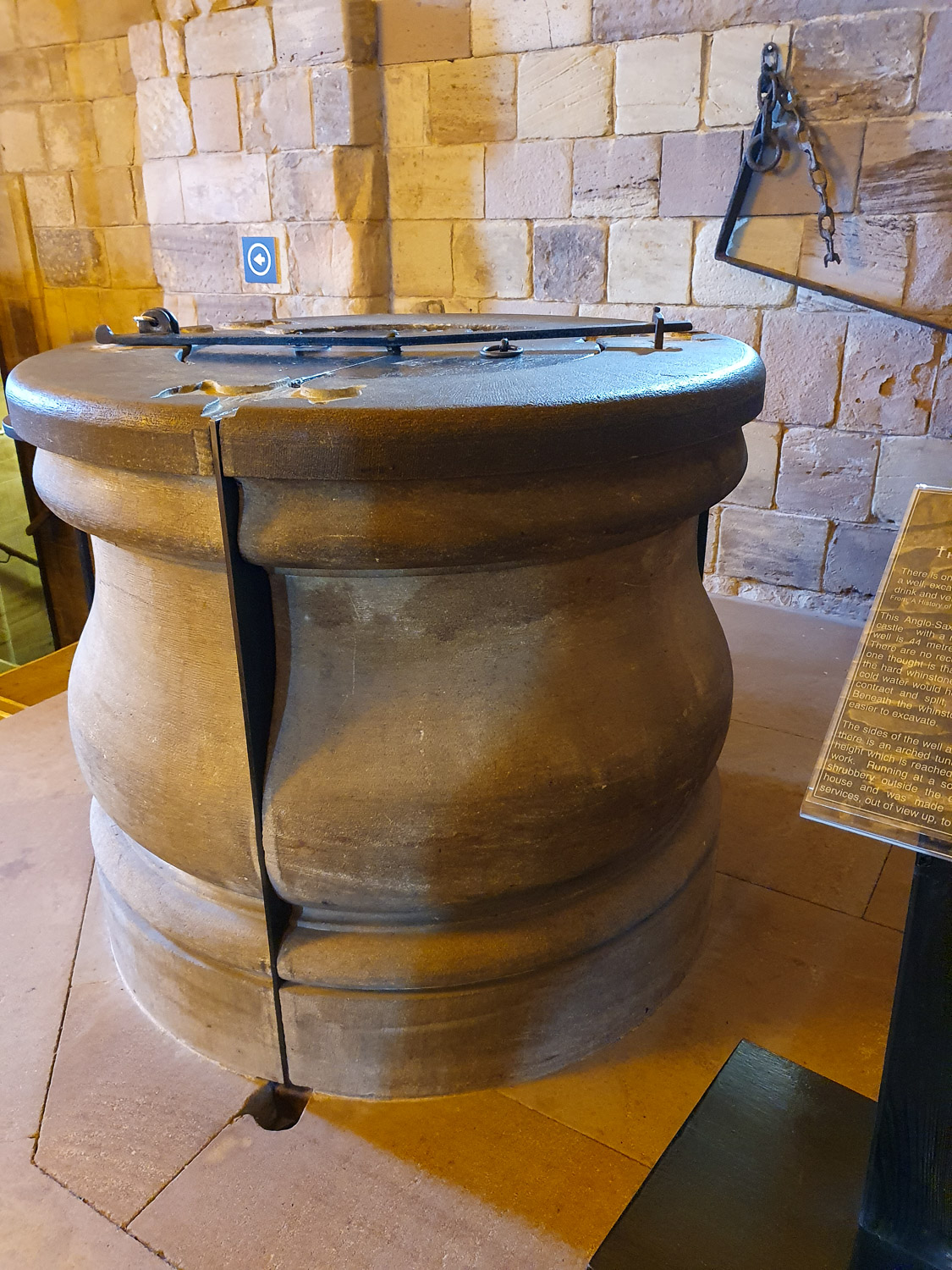 Site of the old Saxon well inside the Norman keep, the original source of water that dates back centuries - our family day out at Bamburgh Castle, Northumberland