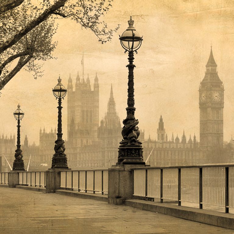 Vintage view of Big Ben & Houses of Parliament with muted misty effect - for the best spooky fun this autumn, these are the top things to do at Halloween in London with kids