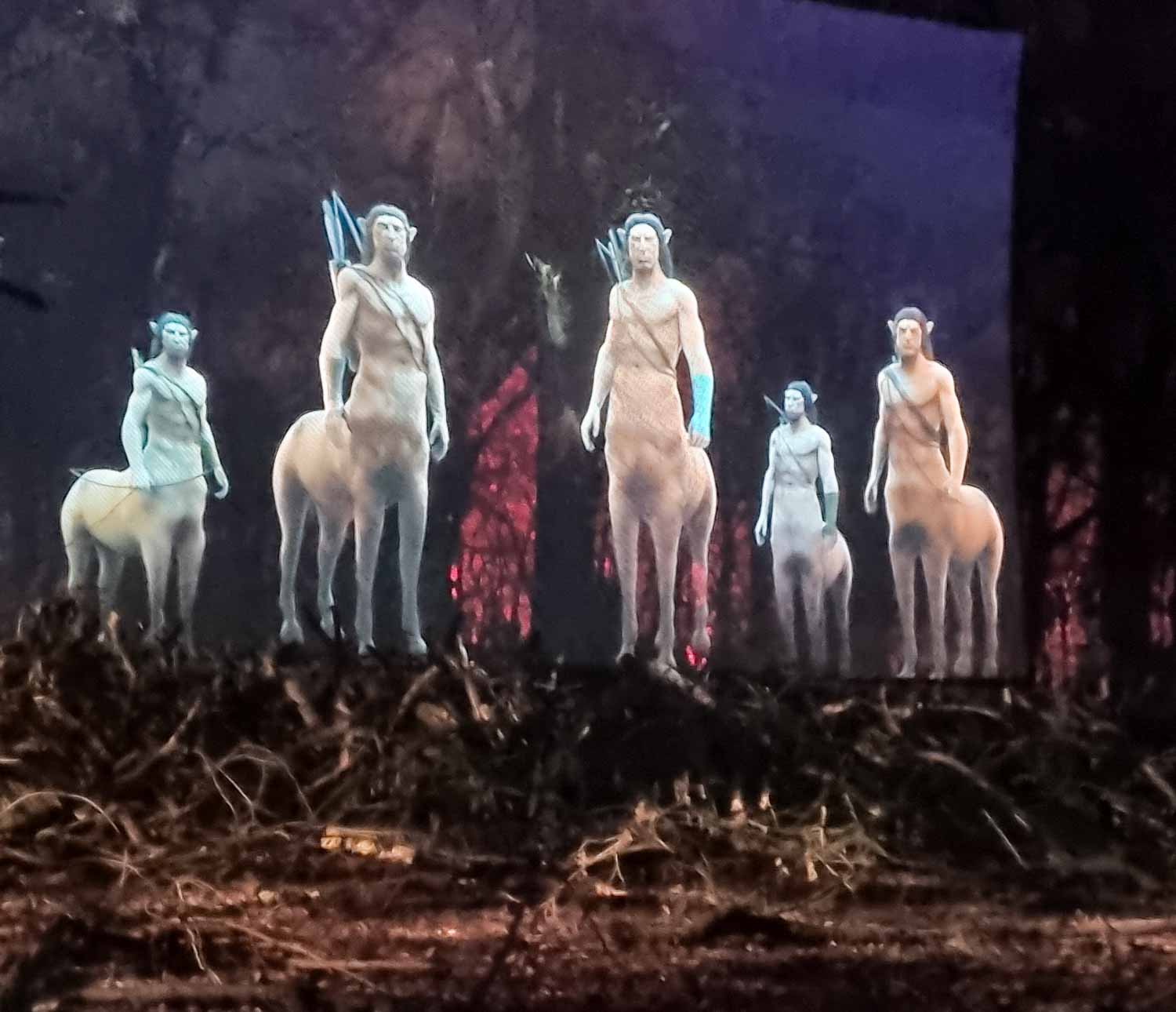 Projections of centaurs in the forest as part of the Harry Potter Forbidden Forest experience in Cheshire