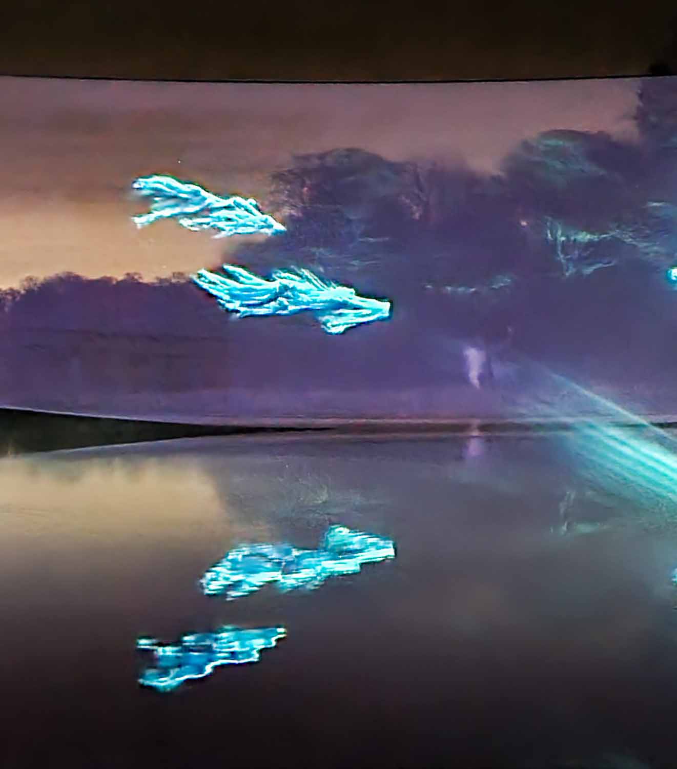 Projections of dementors over the lake at the end of the experience - my Harry Potter Forbidden Forest review of the family attraction in Cheshire