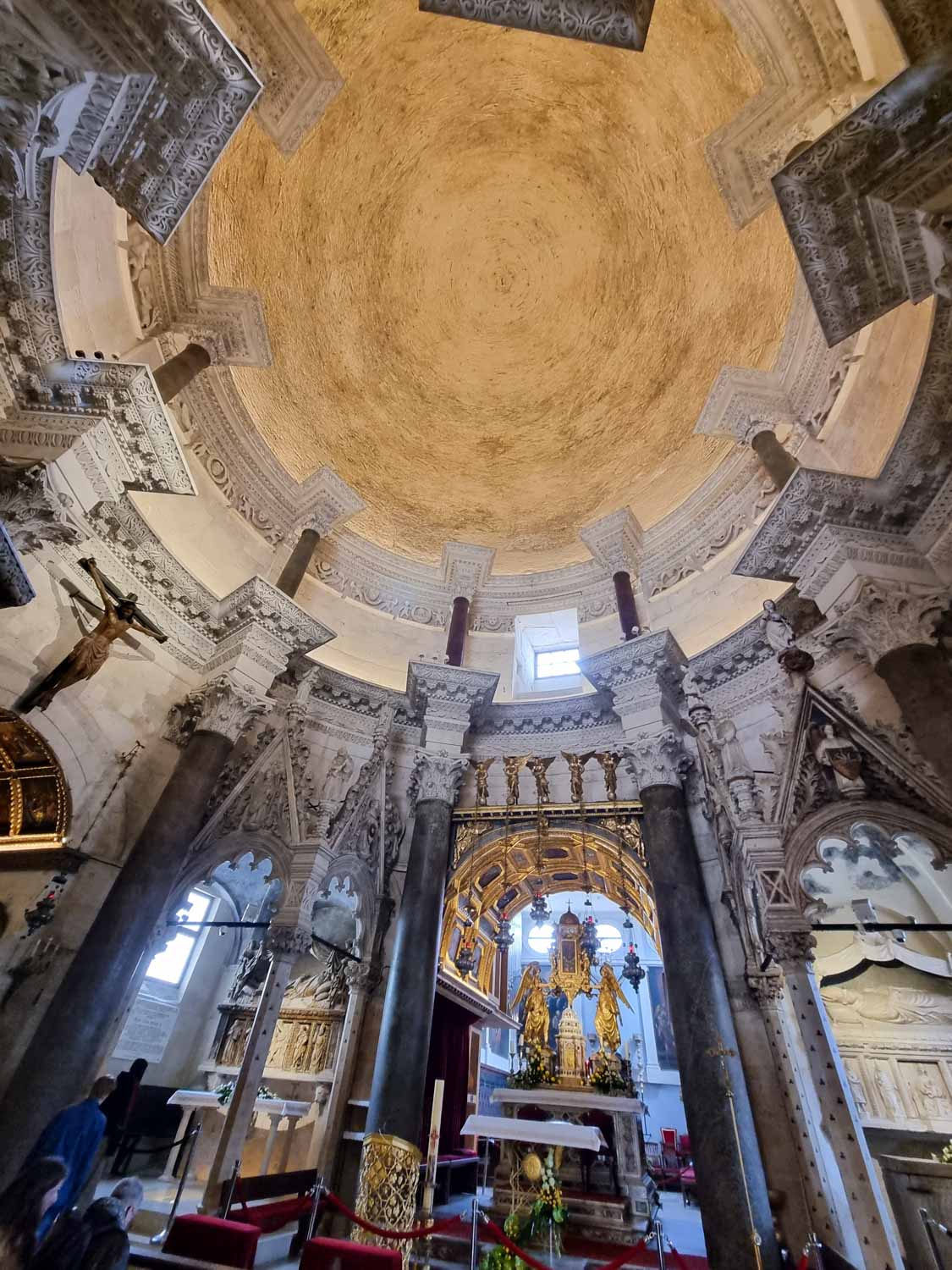 View of the romed roof of the cathedral of St Domnius, formerly Diocletian's Mausoleum - a visit is one of the best things to do in Split with kids