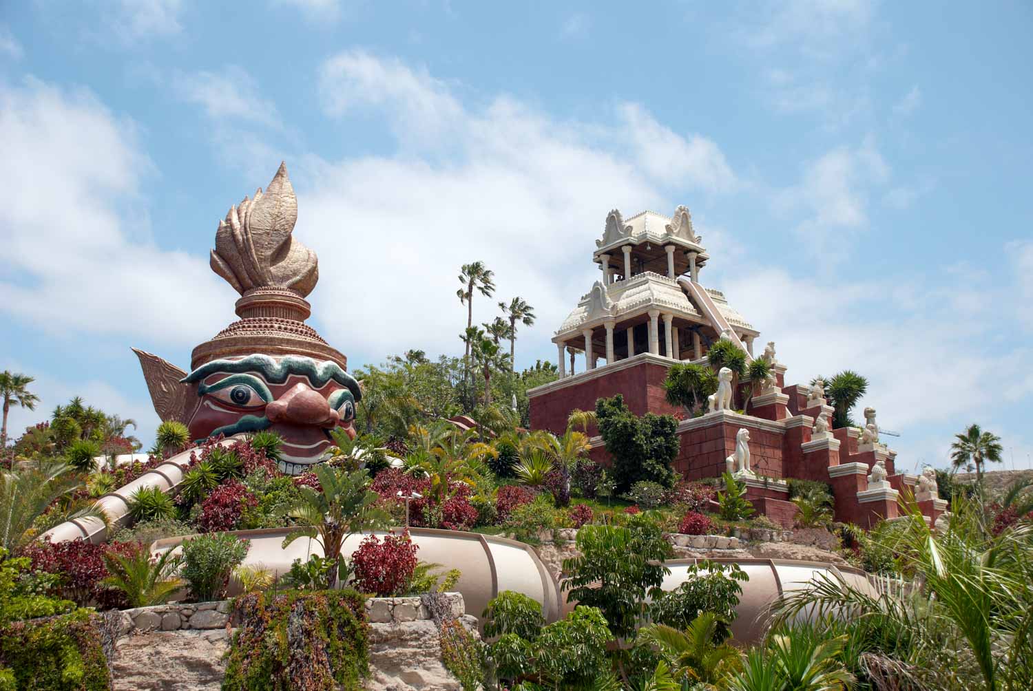 View of some of the Siam Park rides and slides, including the Tower of Power - my Siam Park tips for a day out with kids