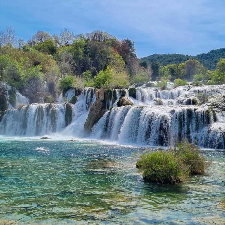 Skradinski Buk, one of the most famous waterfalls to spot during a day at Croatia's Krka National Park with kids
