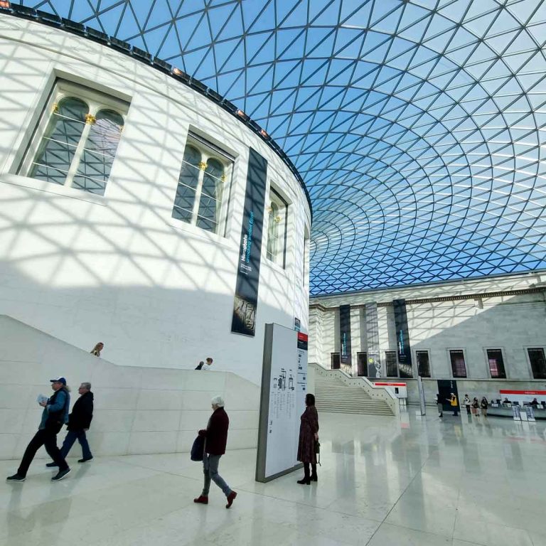 The Great Court's famous glass roof at the British Museum - my tips for visiting the British Museum with kids