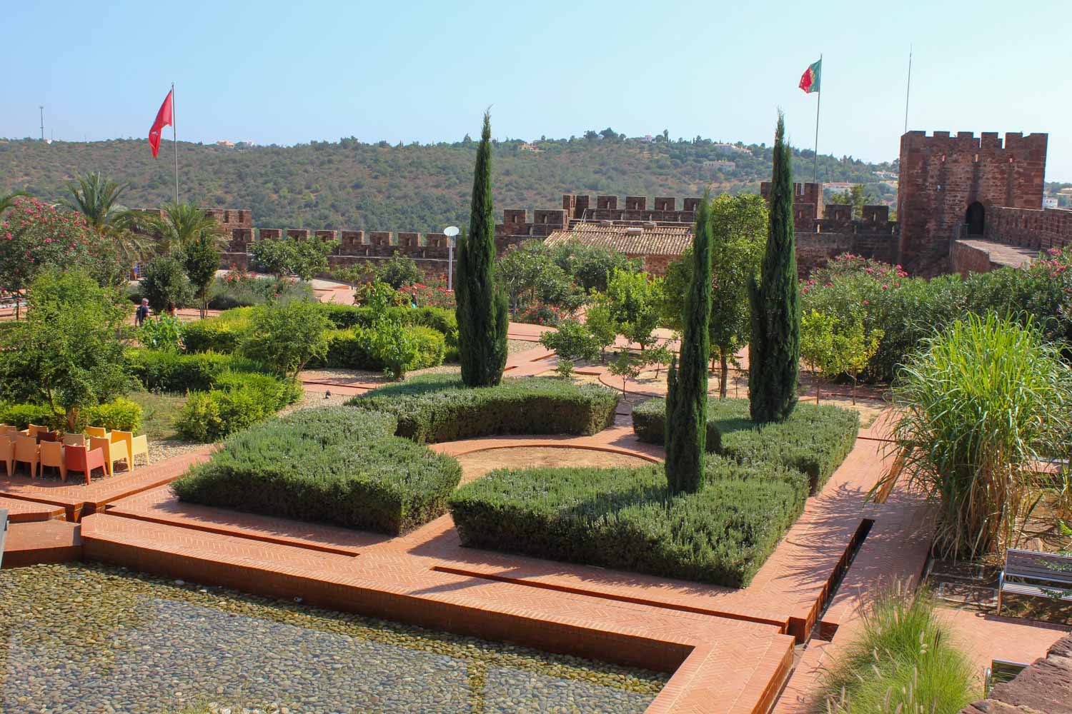 The gardens in Silves Castle in the Algarve during a family day out