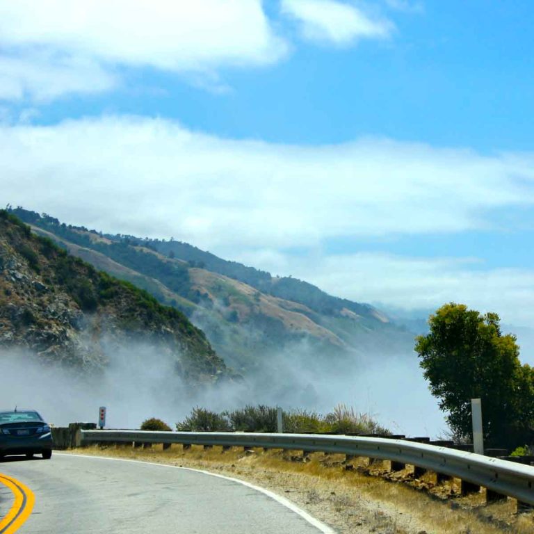 Taking our rental car out onto the Pacific Coast Highway in California - and tips in my pacific coast road trip itinerary, how to do a California road trip with kids