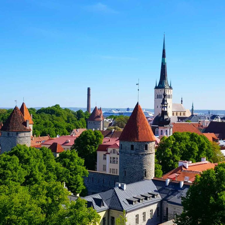View out over the Old Town's roofs and spires - my top things to do in Tallinn with kids