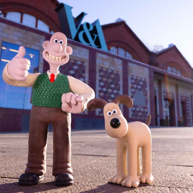 Models of Wallace and Gromit outside the Young V&A building in east London - my review of the Aardman exhibition at the Young V&A