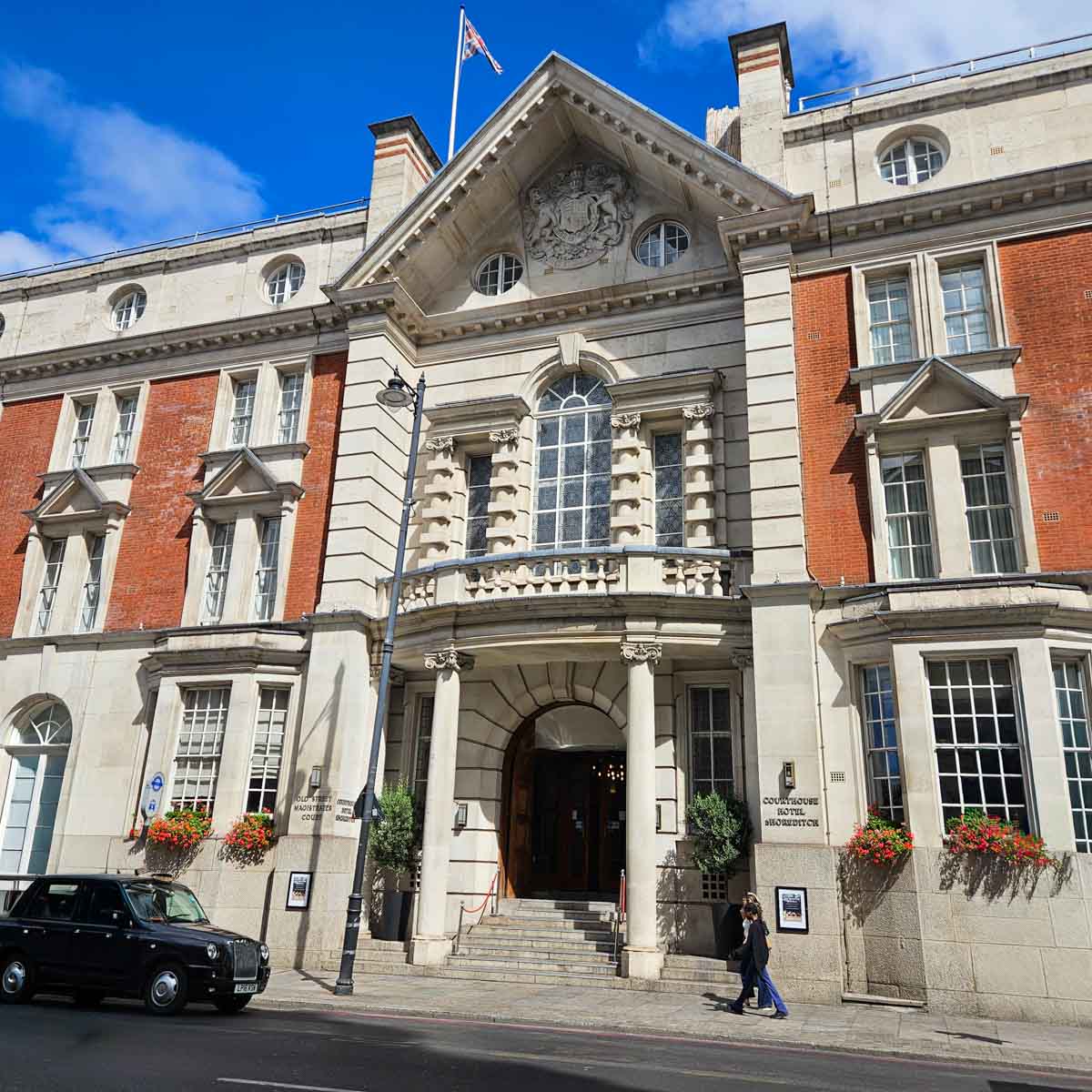 Exterior of the Courthouse Shoreditch hotel, a former magistrates court and police station - my Courthouse Hotel Shoreditch review and why it's great for a visit to London with teens