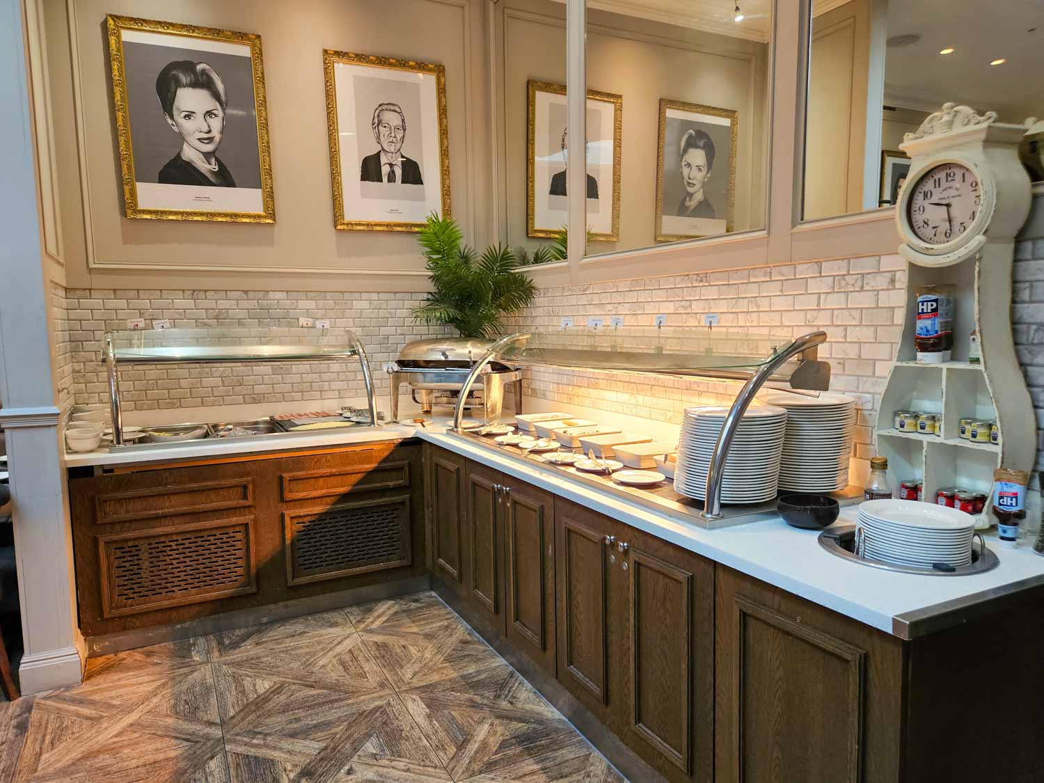 Hot food laid out at breakfast in the former courtroom 2 - my Courthouse Hotel Shoreditch review
