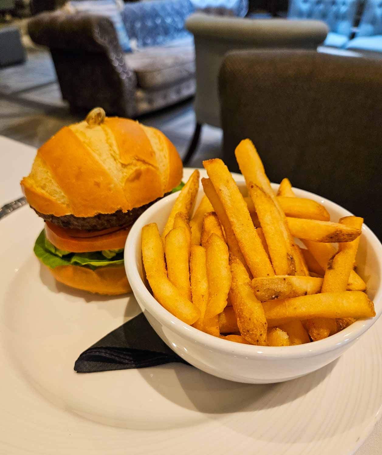 Vegan burger and chips at the Jailhouse Bar and restaurant - my Courthouse Hotel Shoreditch review