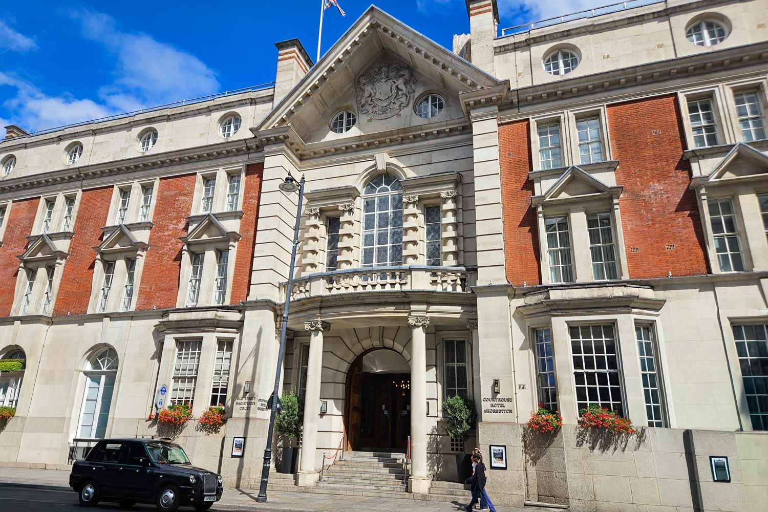Exterior of the Courthouse Shoreditch hotel, a former magistrates court and police station - my Courthouse Hotel Shoreditch review and why it's great for a visit to London with teens