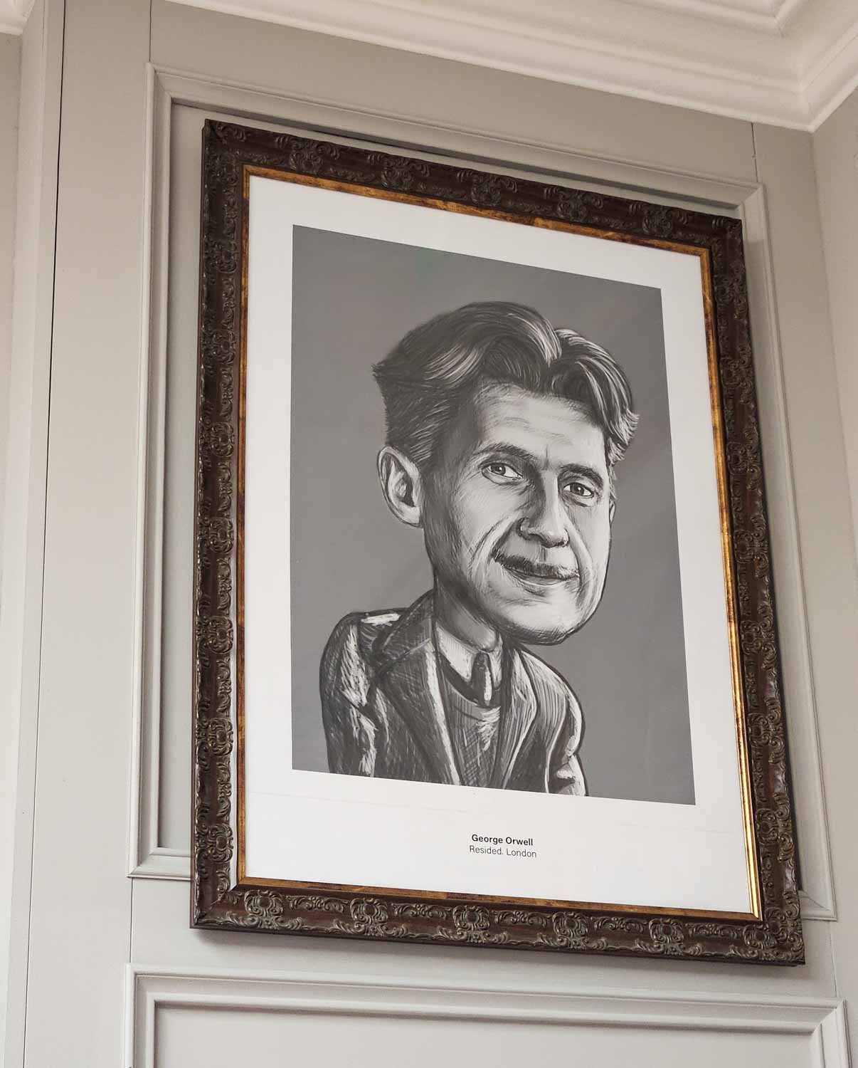 Portrait of Eric Arthur Blair, better known as George Orwell, who appeared in front of magistrates in the building before it was converted to a hotel - my Courthouse Hotel Shoreditch review