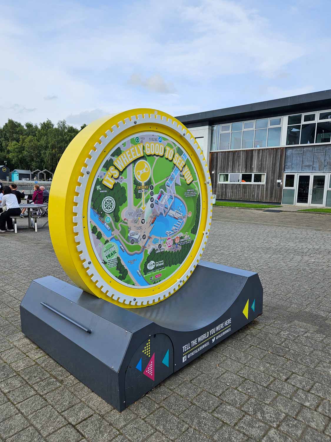 Sign of the attractions around the Falkirk Wheel - a visit is one of the best things to do in Falkirk with kids