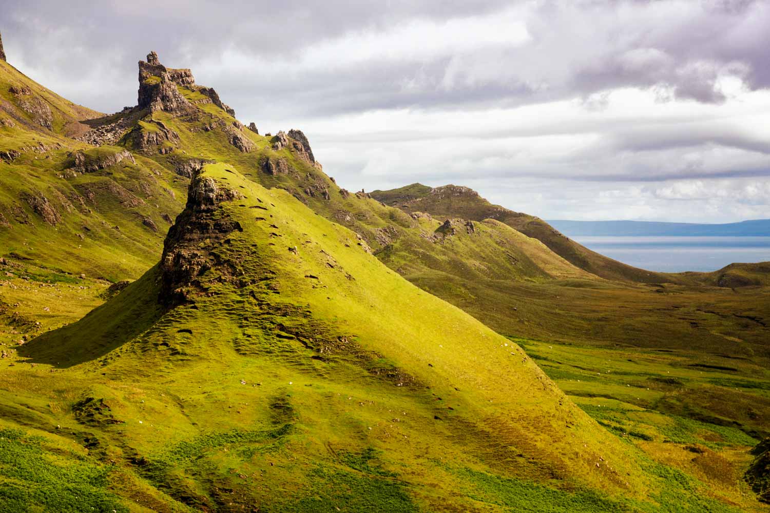View of jagged peaks of the Quiraing on the Isle of Skye - one of the best walks in Skye with kids