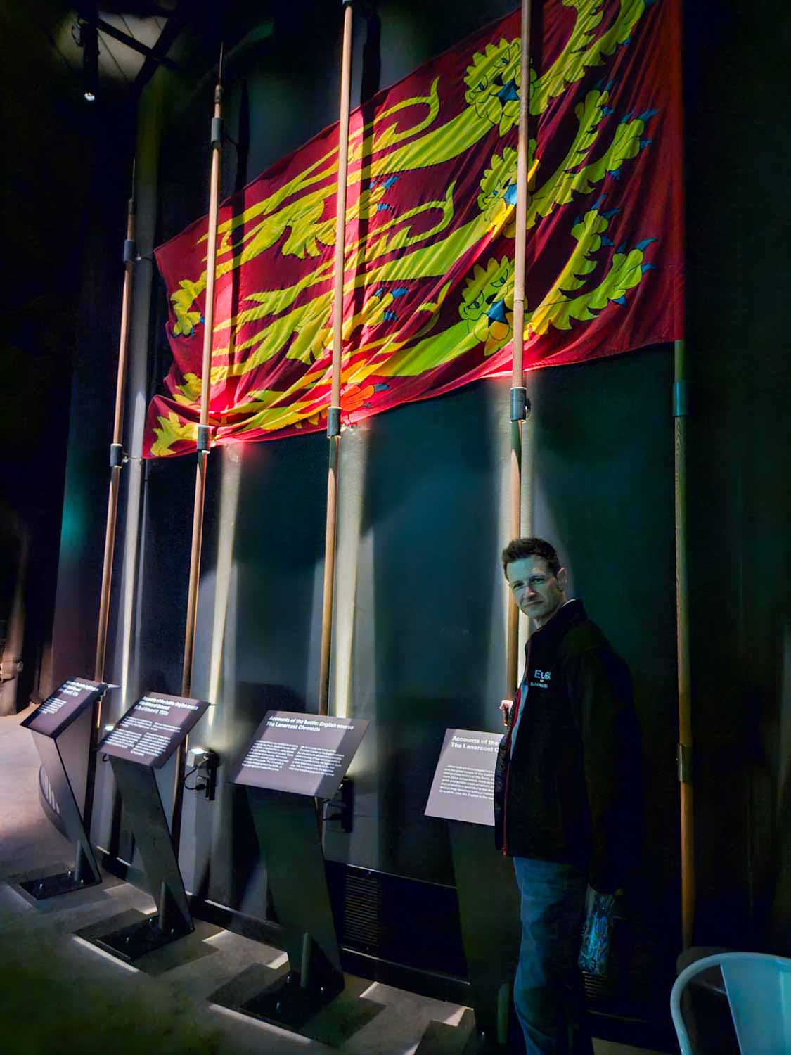 Spears stretching for more than 12ft with a flag in the background - the Bannockburn Experience is one of the best things to do in Stirling with kids