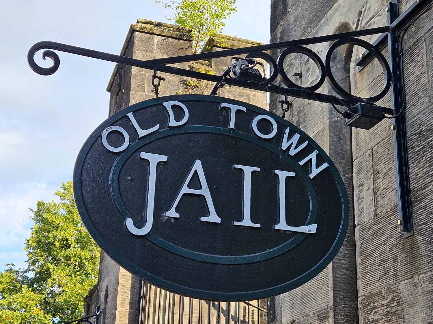 Sign outside Stirling Old Town Jail - a visit is one of the best things to do in Stirling with kids