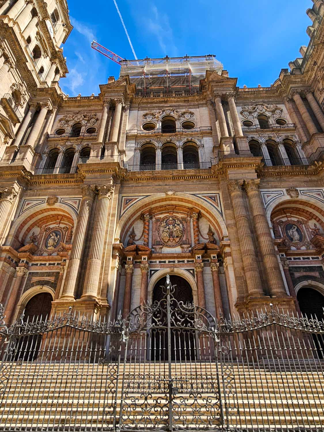 Decorative exterior of Malaga cathedral - a visit is one of the many things to do in Malaga with kids