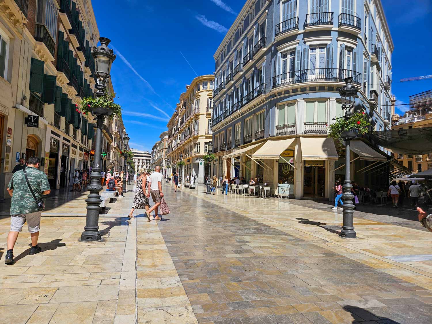 Elegant Calle Larios, which cuts through the middle of Malaga's old town - a walking tour is one of the best things to do in Malaga with kids